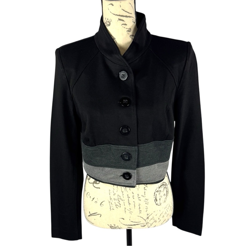 NWT Cabi Womens Black & Grey Cropped Blazer